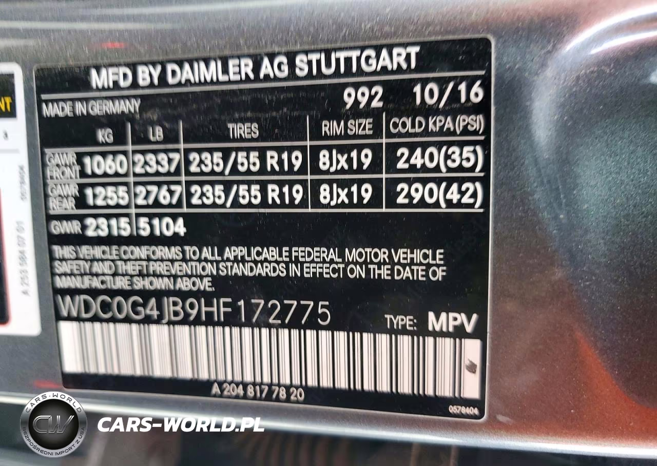 2017 MERCEDES-BENZ GLC 300 VIN:WDC0G4JB9HF172775 - 13