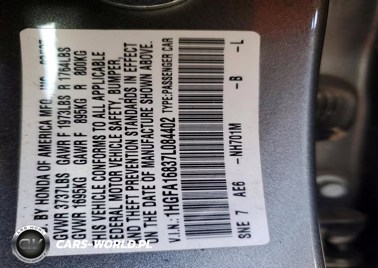 2007 Honda Civic Ex VIN:1HGFA16837L084402 - 12