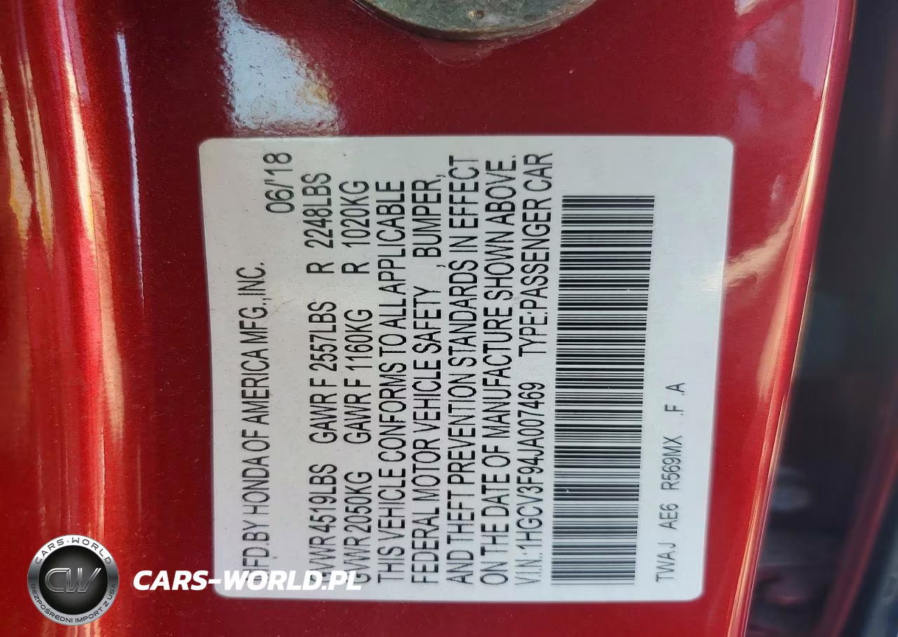 2018 Honda Accord Touring Hybrid VIN:1HGCV3F94JA007469 - 12