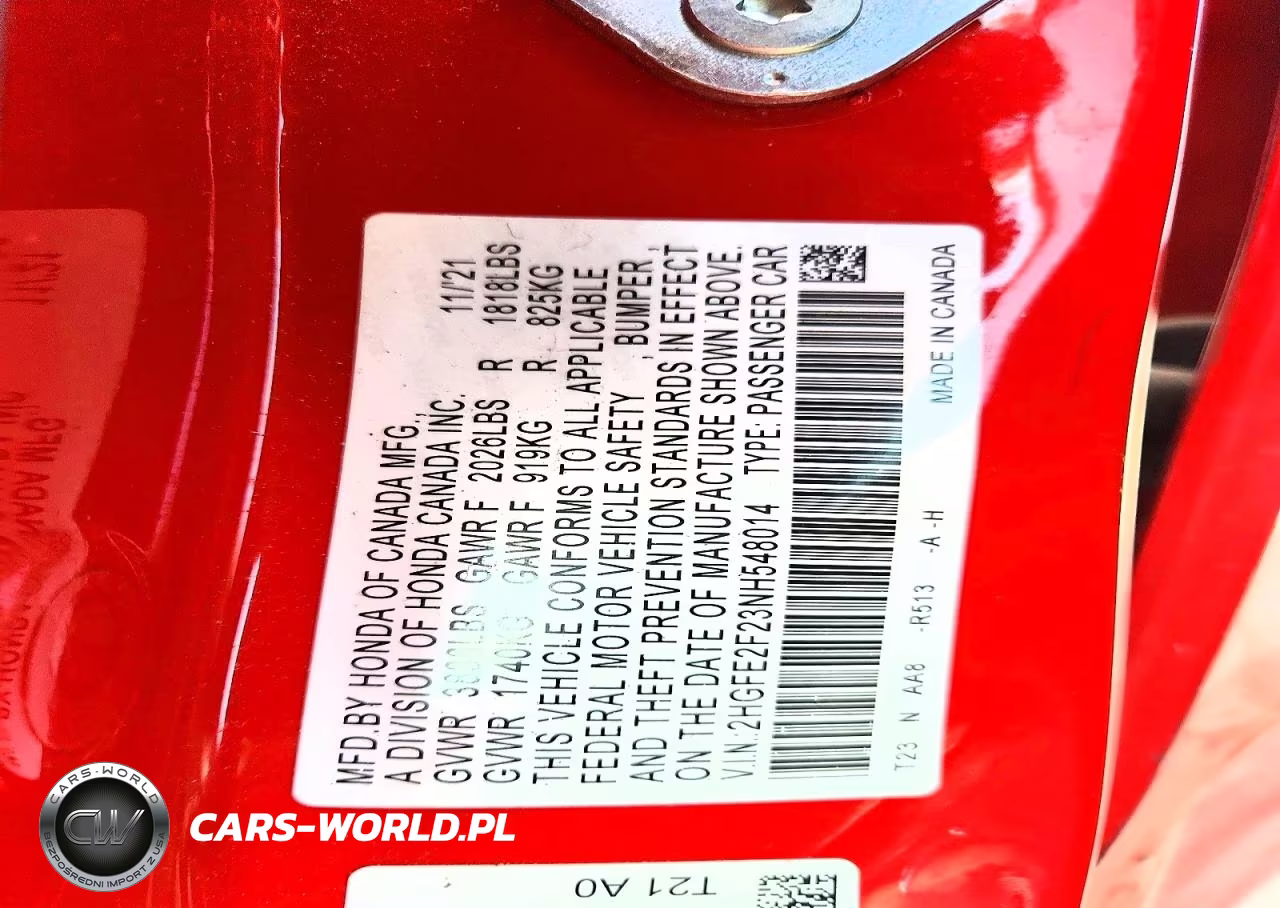 2022 Honda Civic Lx VIN:2HGFE2F23NH548014 - 12