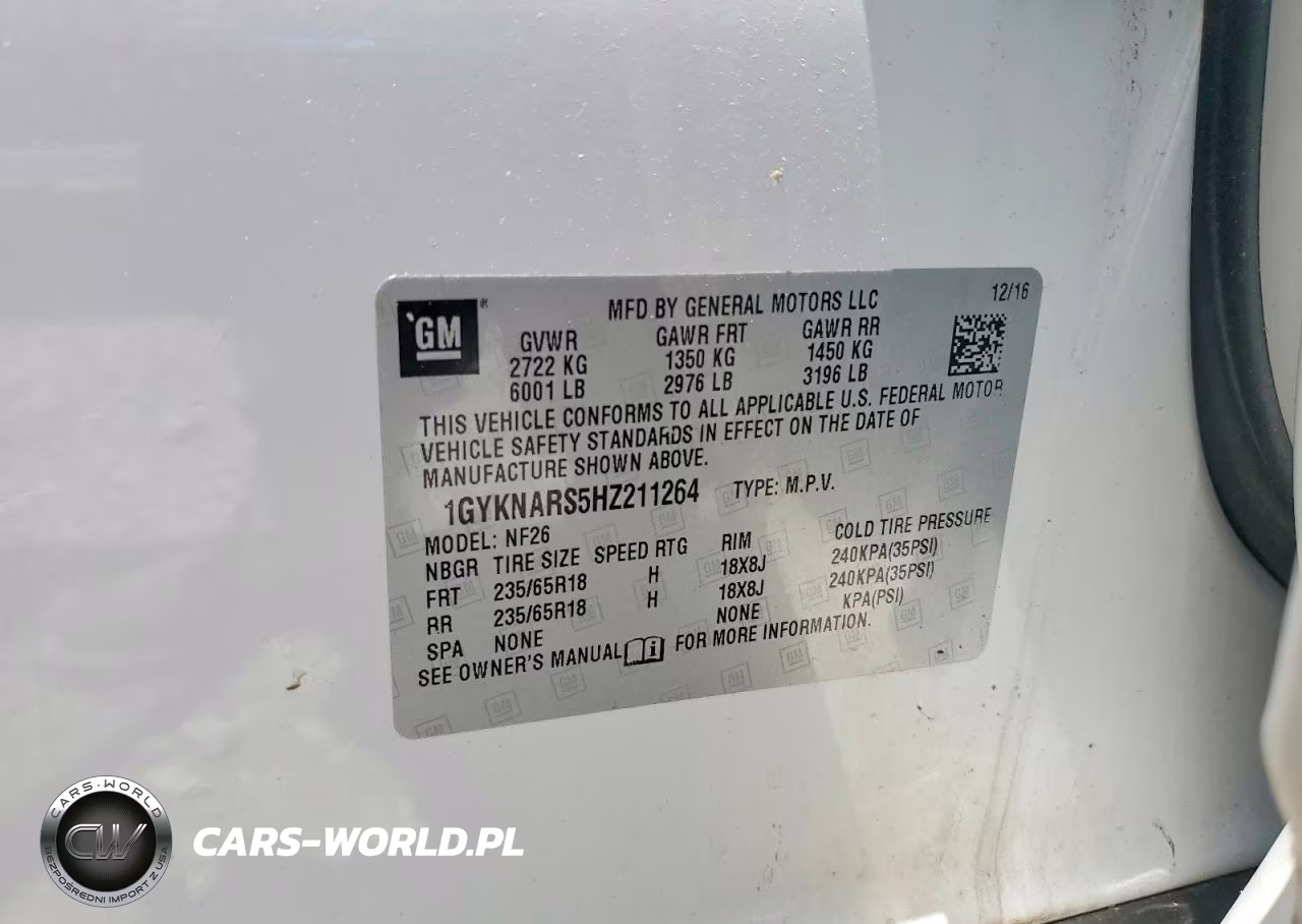 2017 Cadillac Xt5 VIN:1GYKNARS5HZ211264 - 13