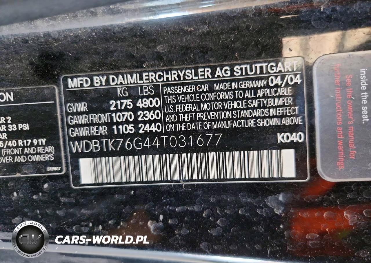 2004 Mercedes-Benz Clk 55 Amg VIN:WDBTK76G44T031677 - 12