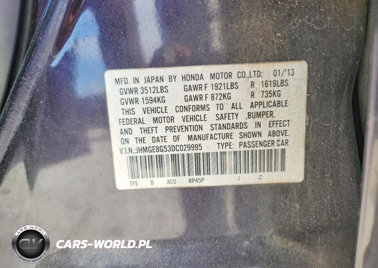 2013 Honda Fit Sport VIN:JHMGE8G53DC029995 - 12