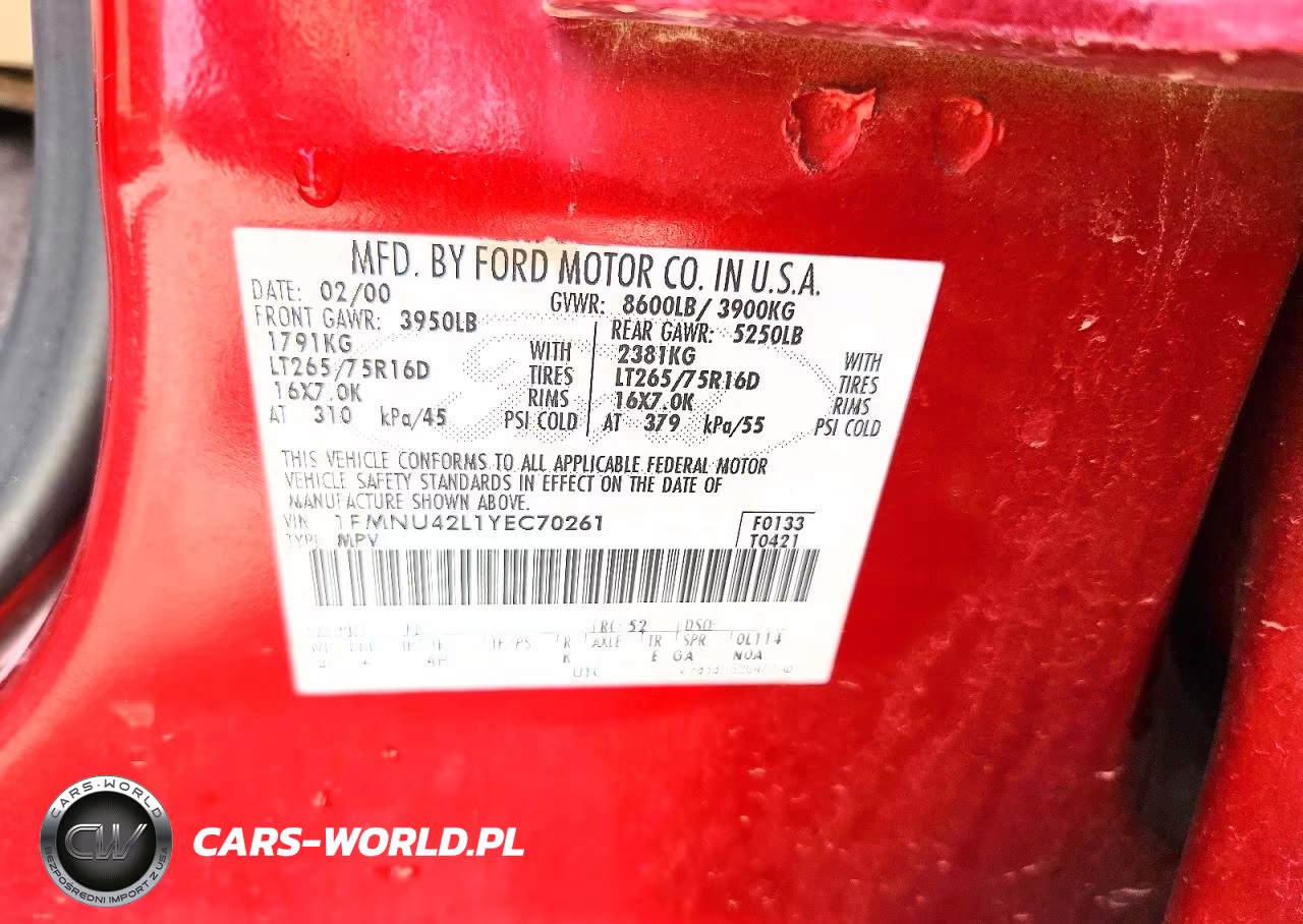 2000 Ford Excursion Limited VIN:1FMNU42L1YEC70261 - 13