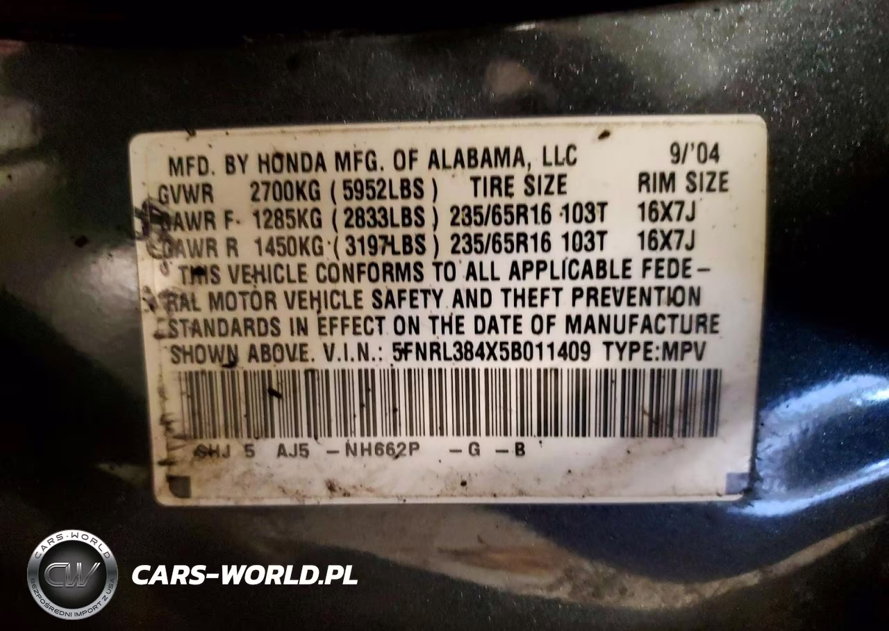 2005 Honda Odyssey VIN:5FNRL384X5B011409 - 13