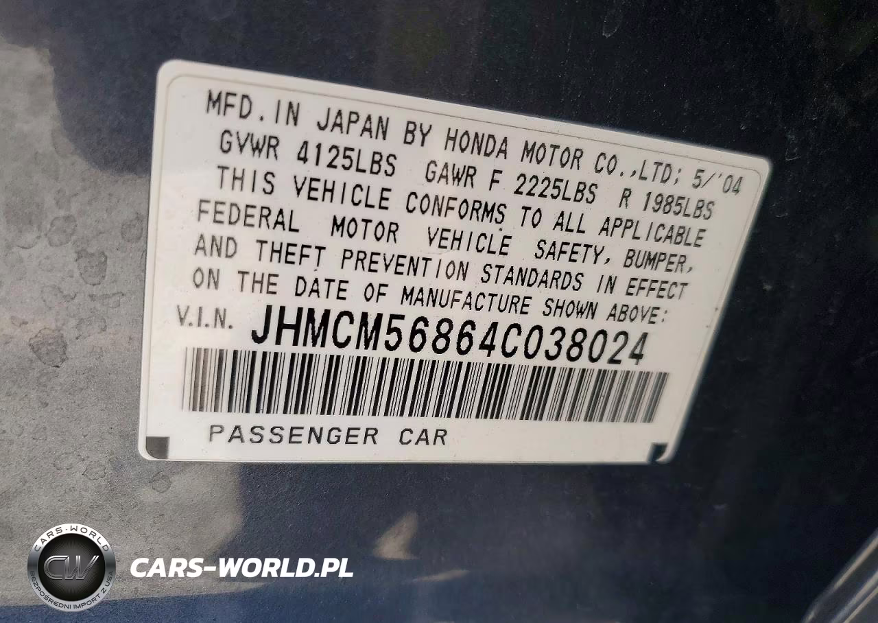 2004 Honda Accord Ex VIN:JHMCM56864C038024 - 13
