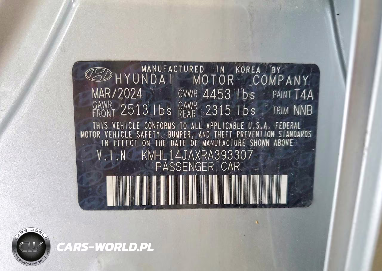 2024 Hyundai Sonata Sel VIN:KMHL14JAXRA393307 - 13