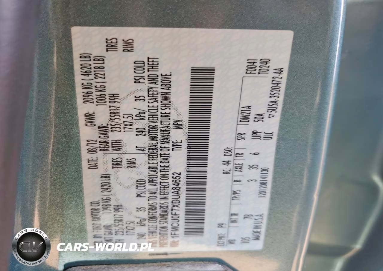 2013 Ford Escape S VIN:1FMCU0F7XDUA84652 - 13