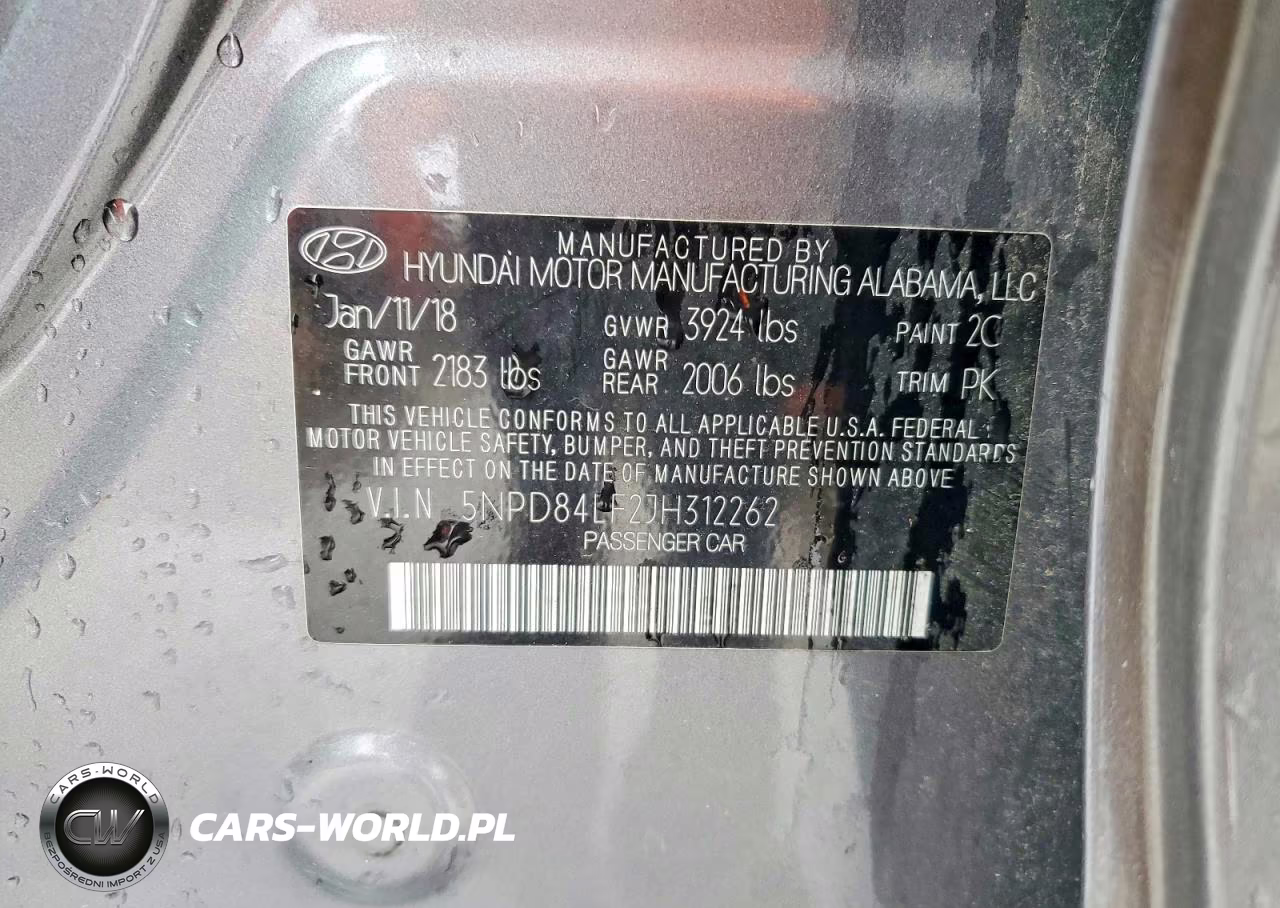 2018 Hyundai 4Dr VIN:5NPD84LF2JH312262 - 12