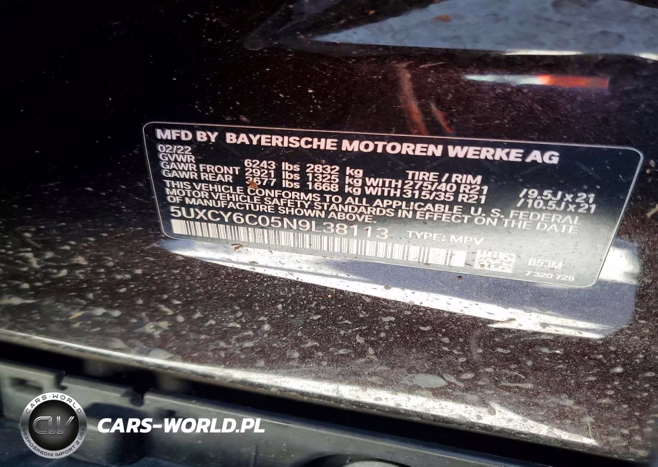2022 BMW X6 xDrive40I VIN:5UXCY6C05N9L38113 - 13
