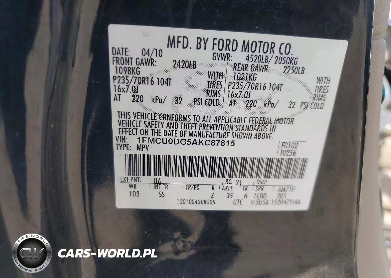 2010 Ford Escape Xlt VIN:1FMCU0DG5AKC87815 - 12
