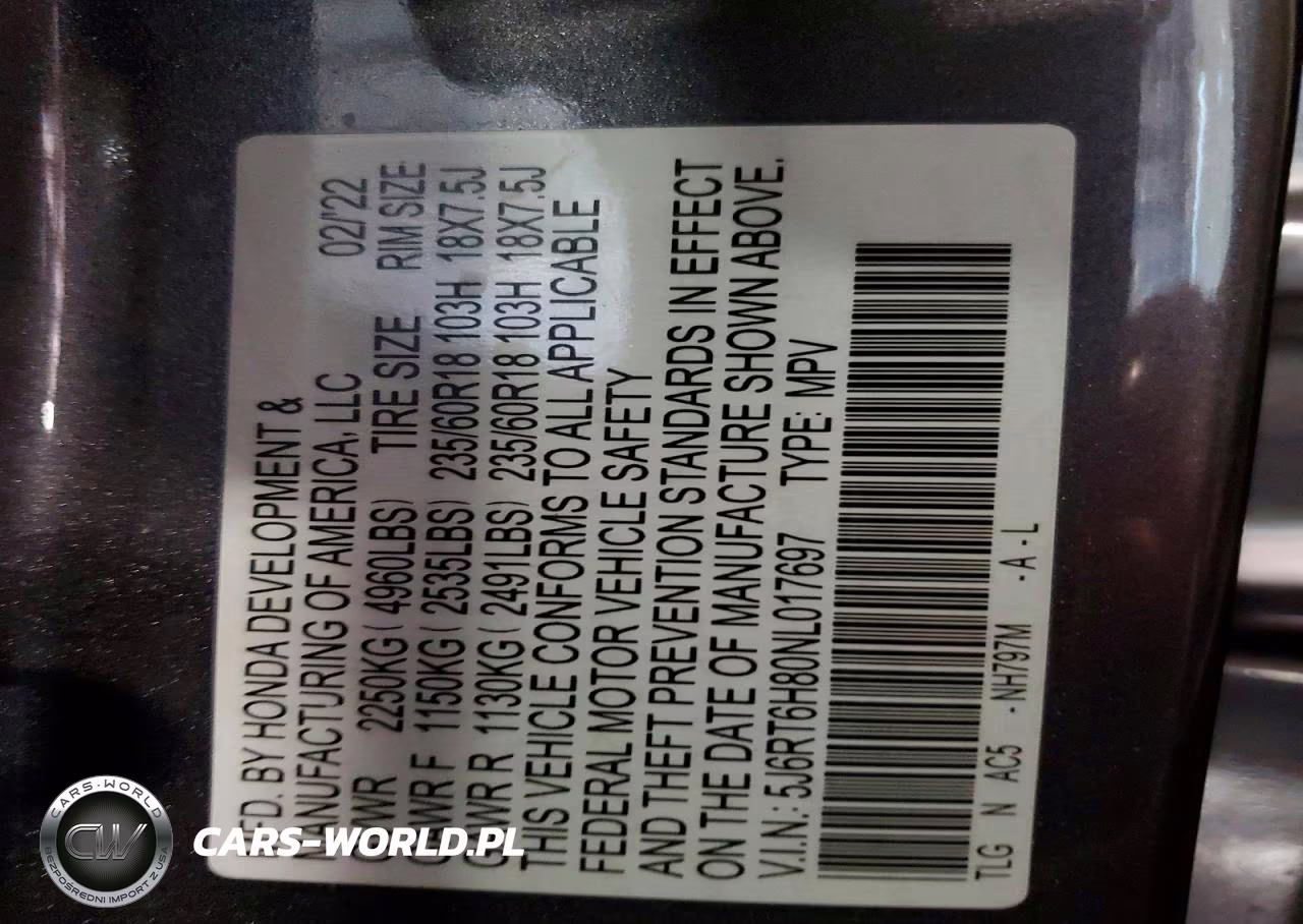 2022 Honda Cr-V Exl VIN:5J6RT6H80NL017697 - 13