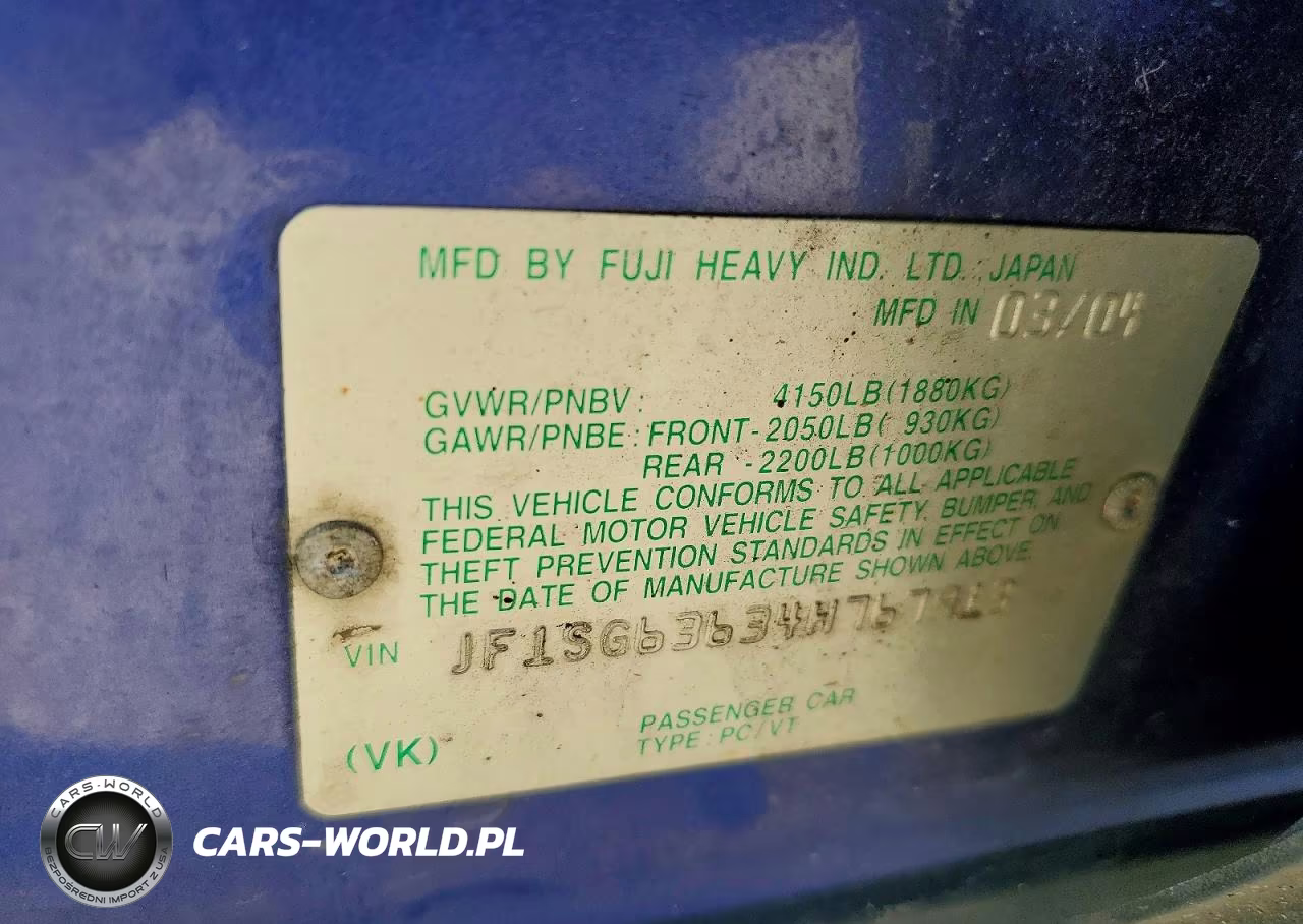 2004 Subaru Forester 2.5X VIN:JF1SG63634H767913 - 13