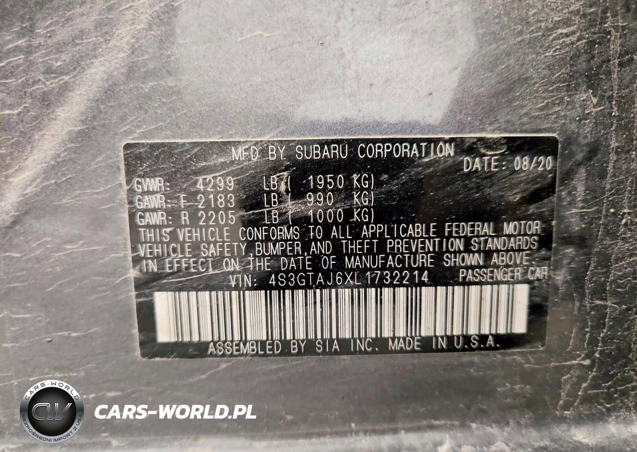 2020 Subaru Impreza Sport VIN:4S3GTAJ6XL1732214 - 13