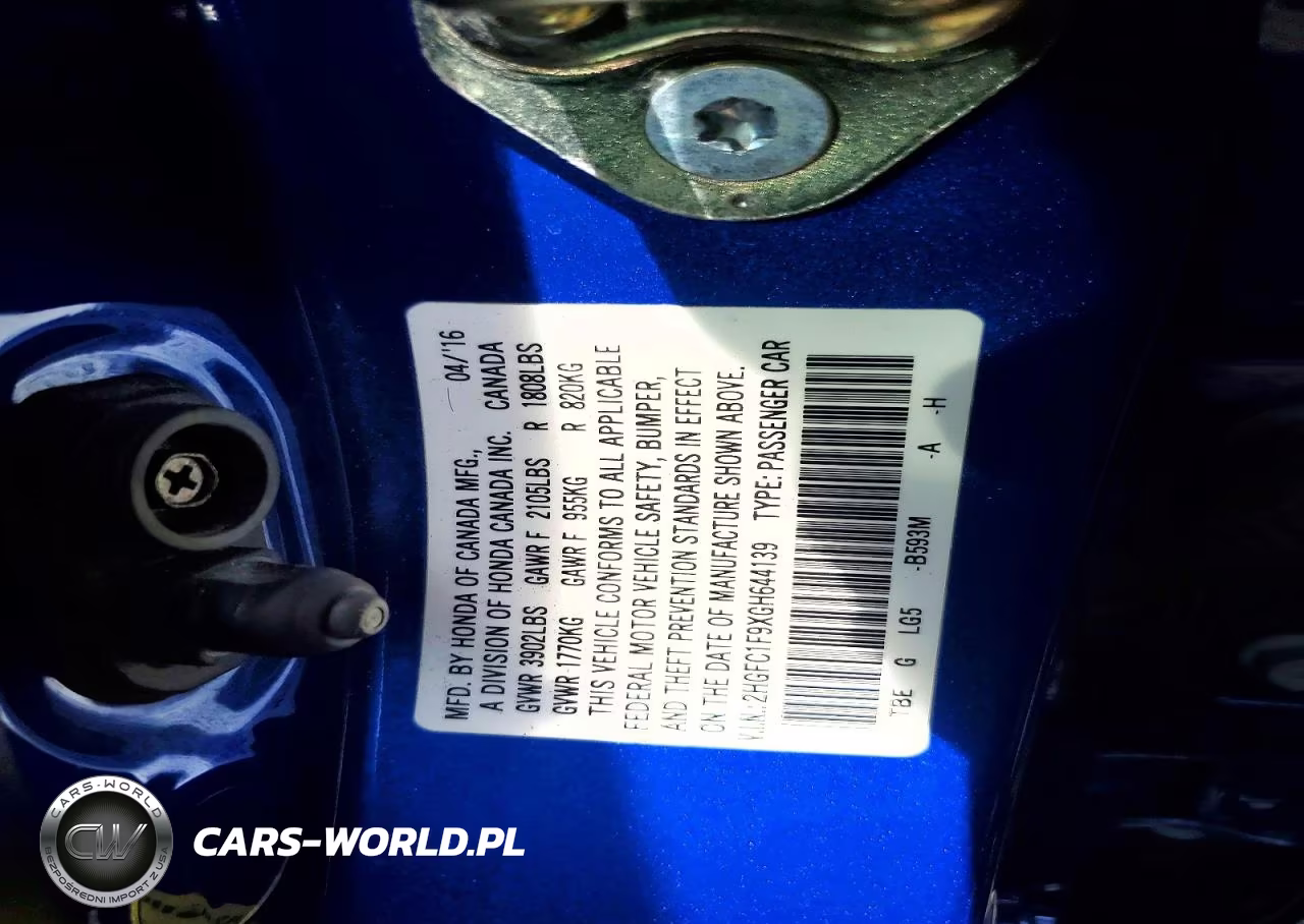2016 Honda Civic Touring VIN:2HGFC1F9XGH644139 - 12