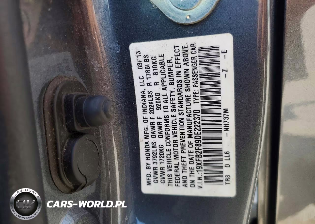 2013 Honda Civic Ex VIN:19XFB2F89DE222370 - 13