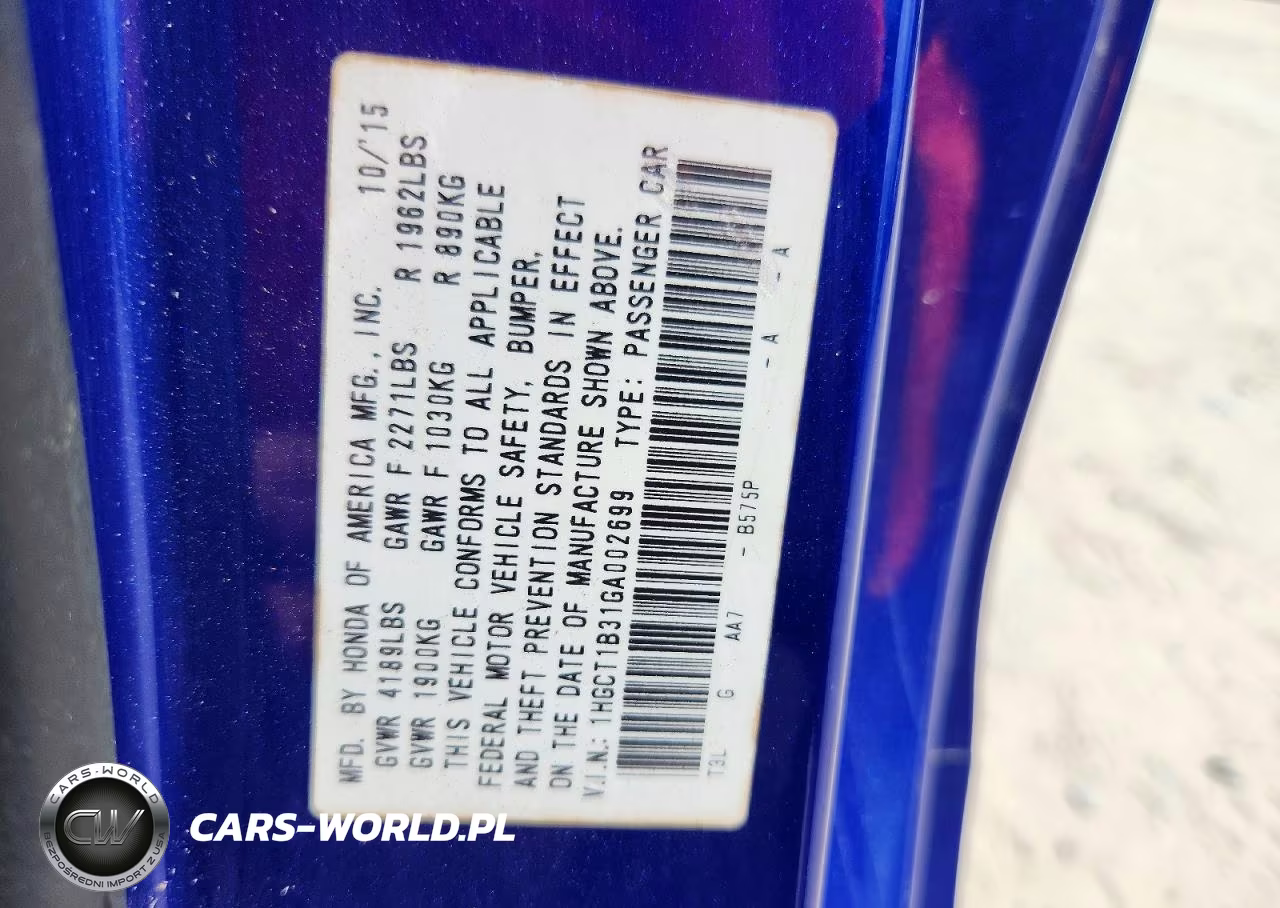 2016 Honda Accord Lx-S VIN:1HGCT1B31GA002699 - 12