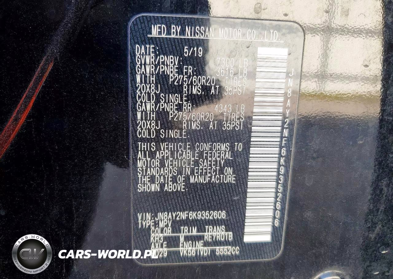 2019 Nissan Armada Platinum VIN:JN8AY2NF6K9352606 - 13
