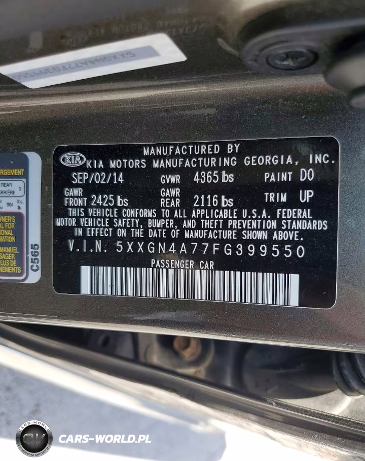 2015 Kia Optima Ex VIN:5XXGN4A77FG399550 - 12