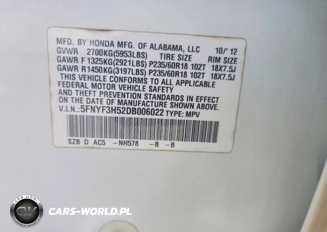 2013 Honda Pilot Exl VIN:5FNYF3H52DB006022 - 13