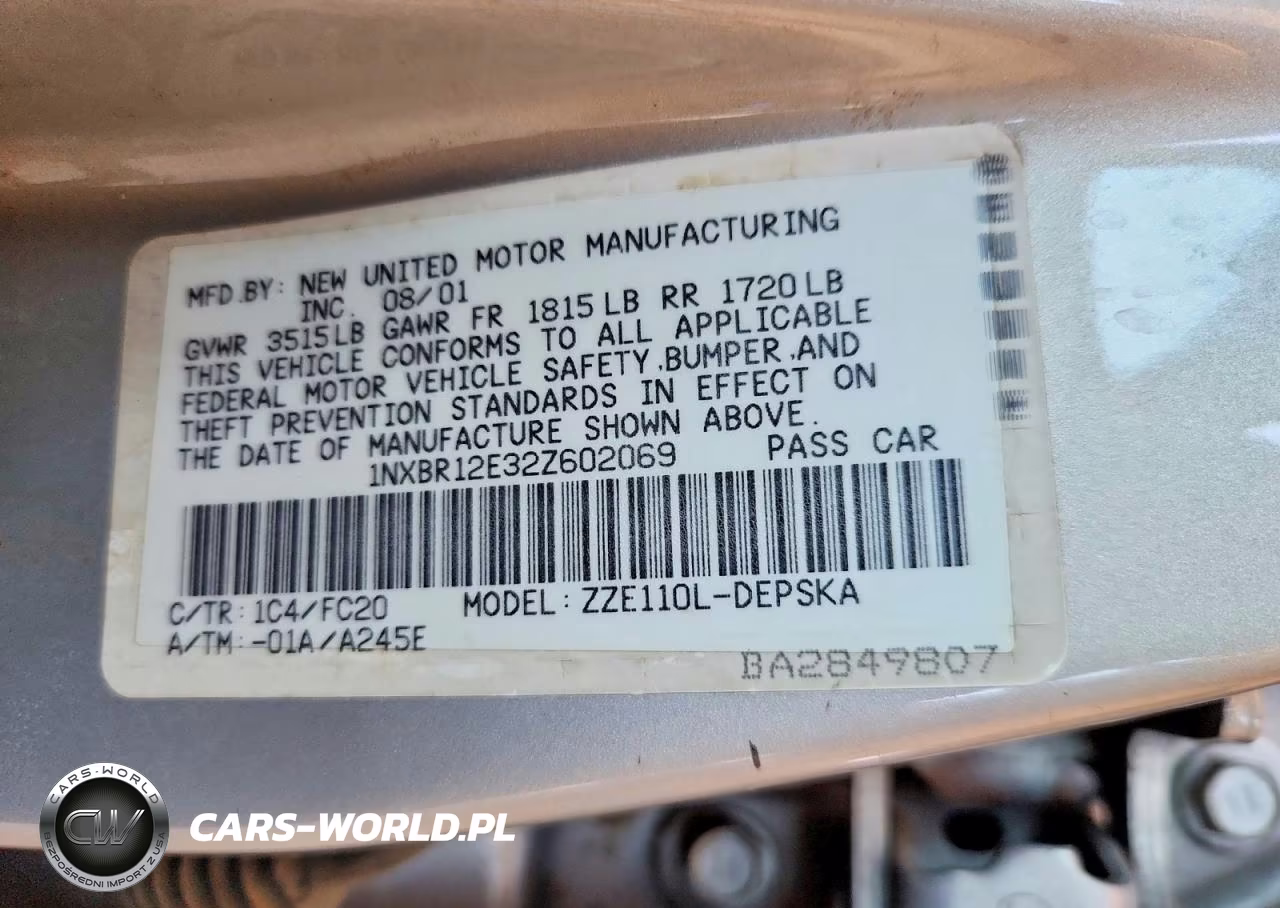 2002 Toyota Corolla S VIN:1NXBR12E32Z602069 - 12