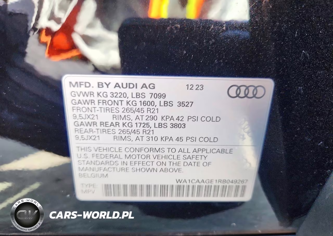 2024 Audi Q8 E-Tron Sportback Premium Plus VIN:WA1CAAGE1RB049267 - 12