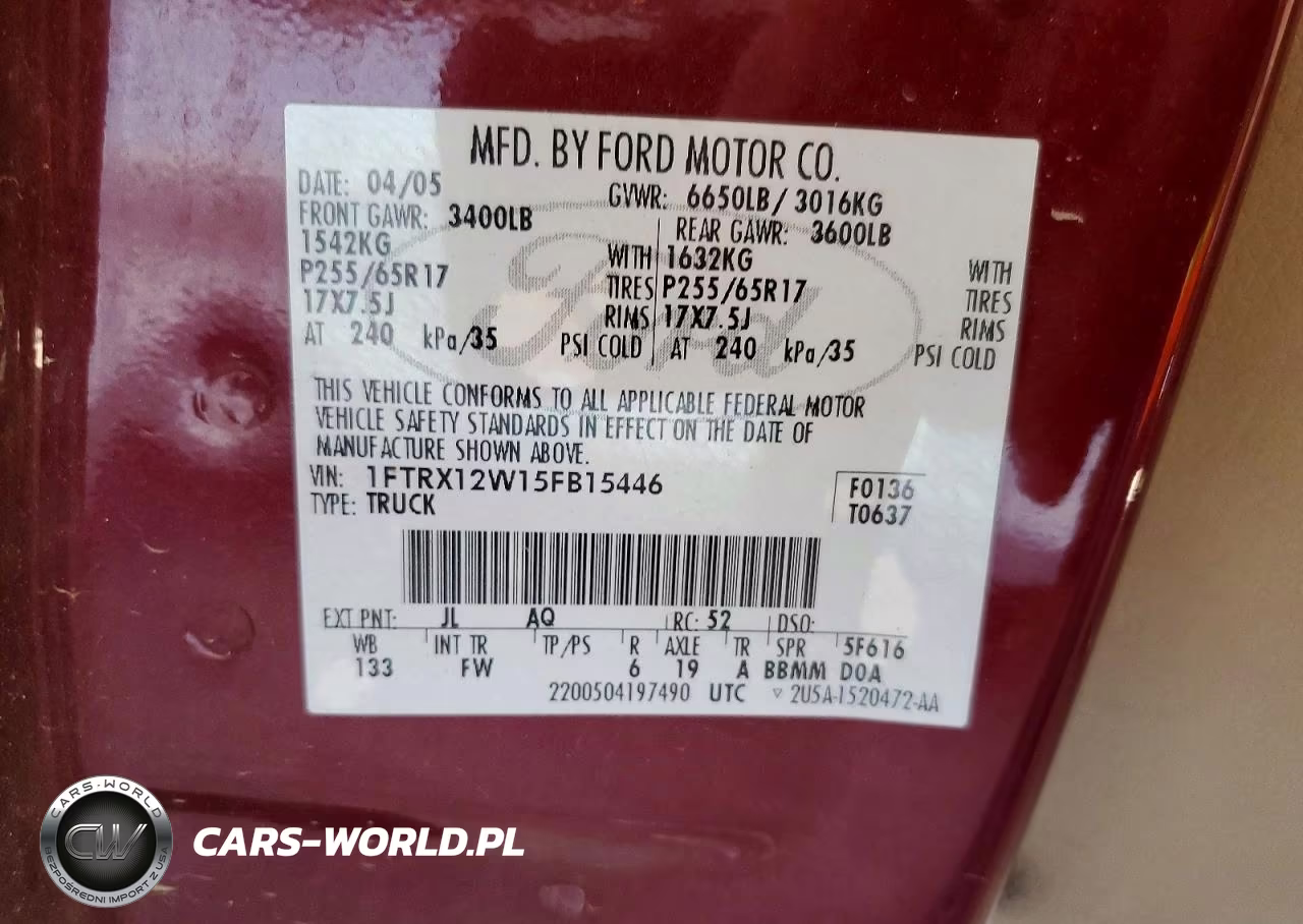 2005 Ford F-150 VIN:1FTRX12W15FB15446 - 12