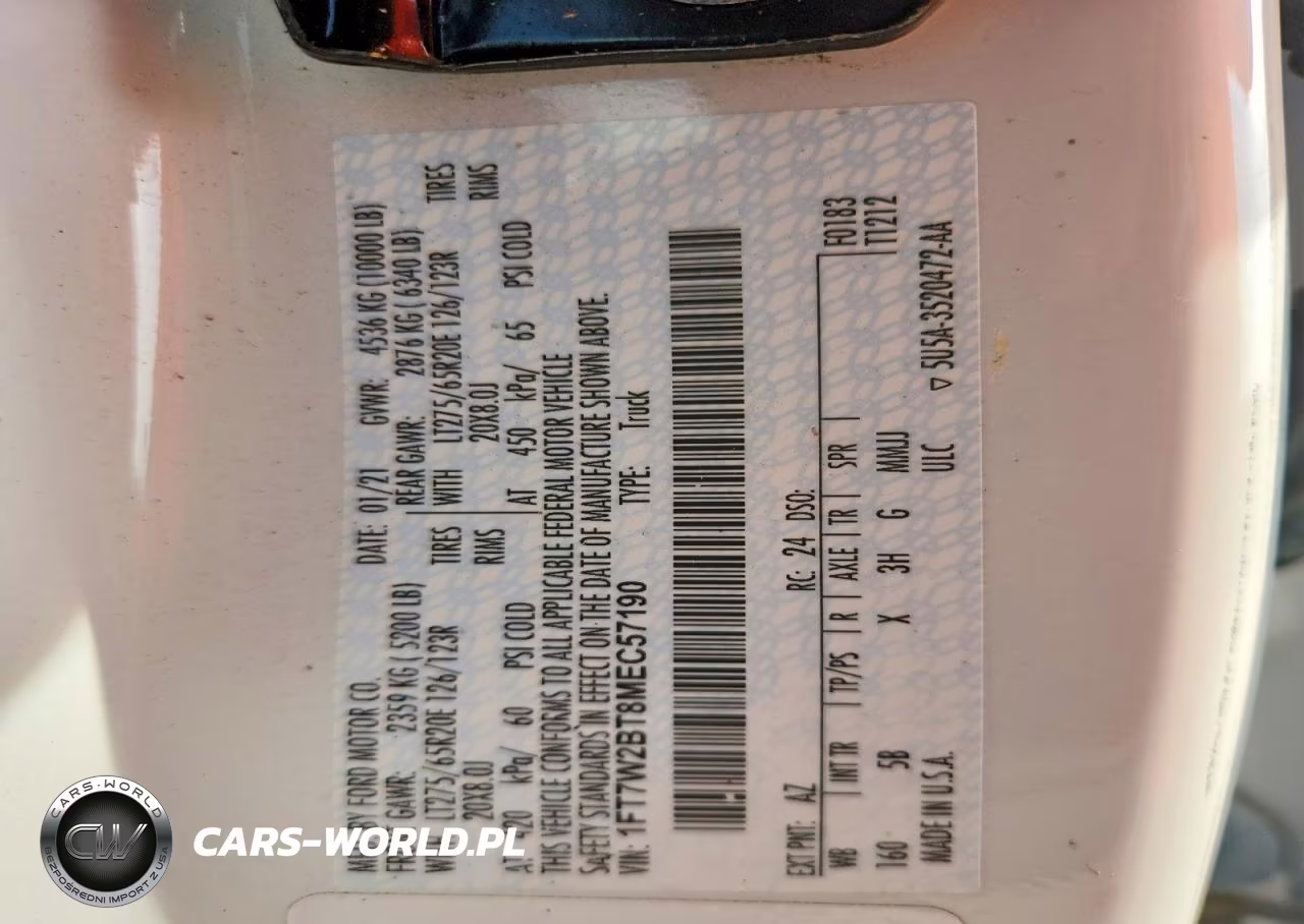 2021 Ford F250 Super Duty VIN:1FT7W2BT8MEC57190 - 12