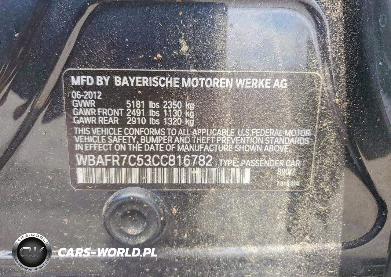 2012 BMW 535 I VIN:WBAFR7C53CC816782 - 12