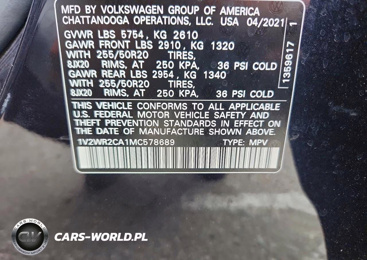 2021 Volkswagen Atlas Se VIN:1V2WR2CA1MC578689 - 13