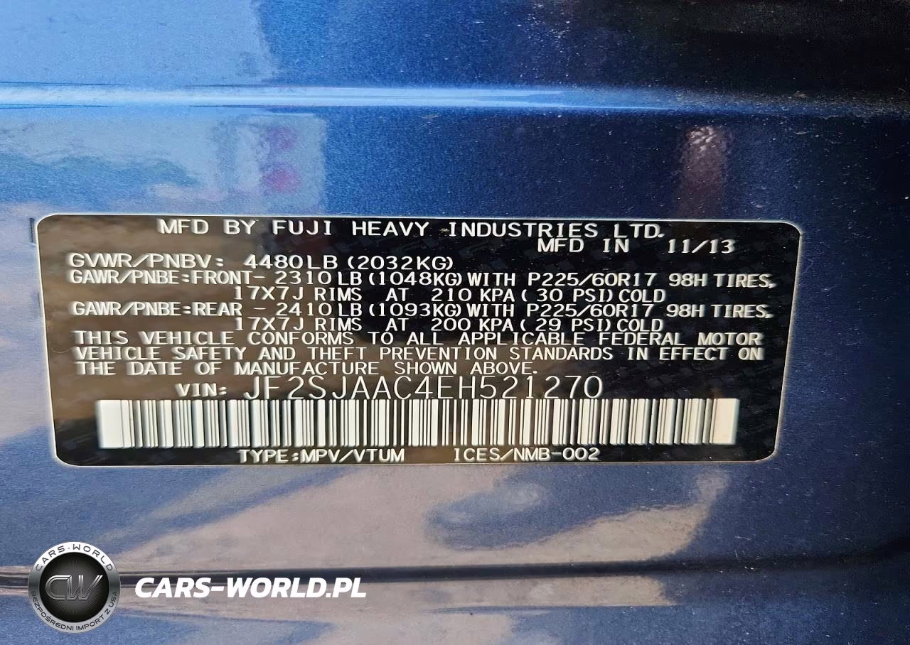 2014 Subaru Forester 2.5I VIN:JF2SJAAC4EH521270 - 13