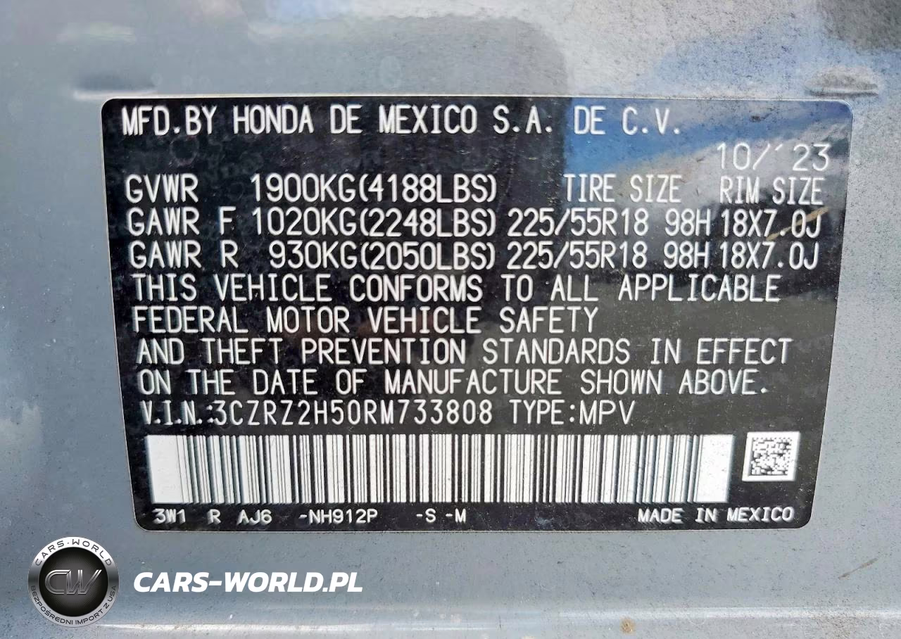2024 Honda Hr-V Sport VIN:3CZRZ2H50RM733808 - 14