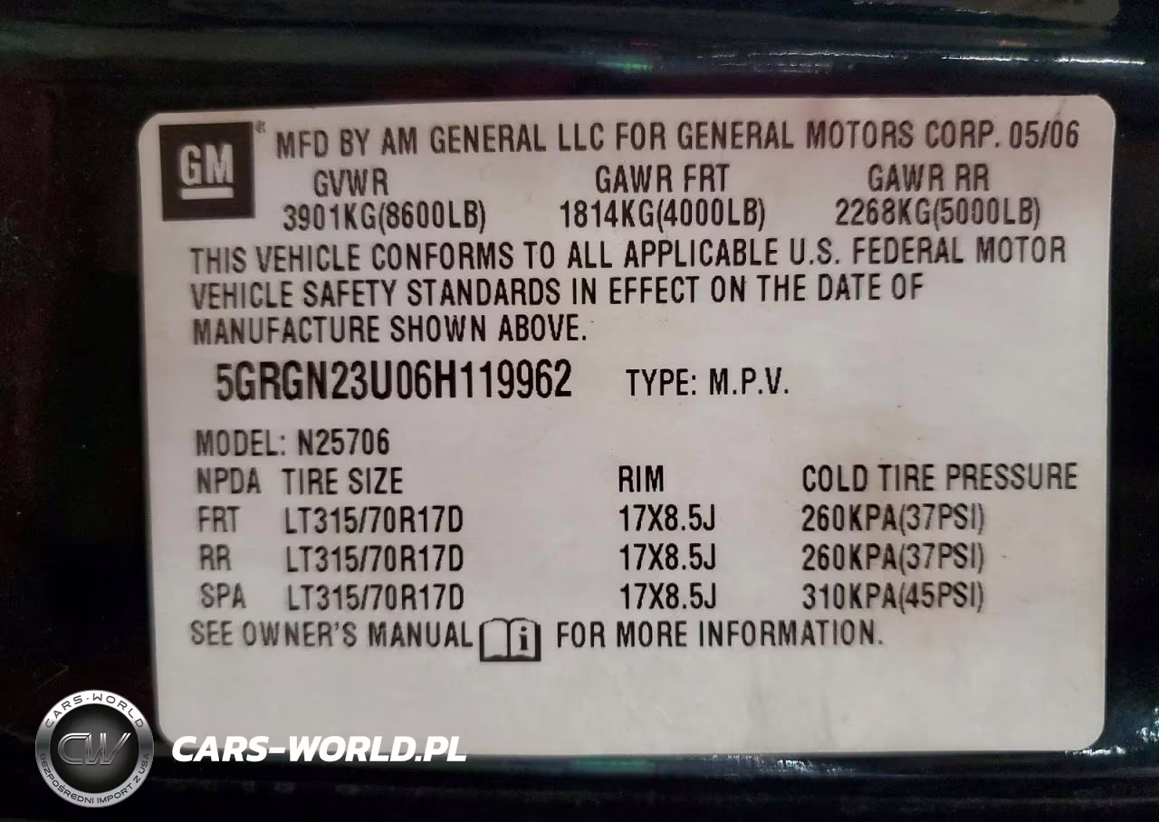 2006 Hummer H2 VIN:5GRGN23U06H119962 - 13