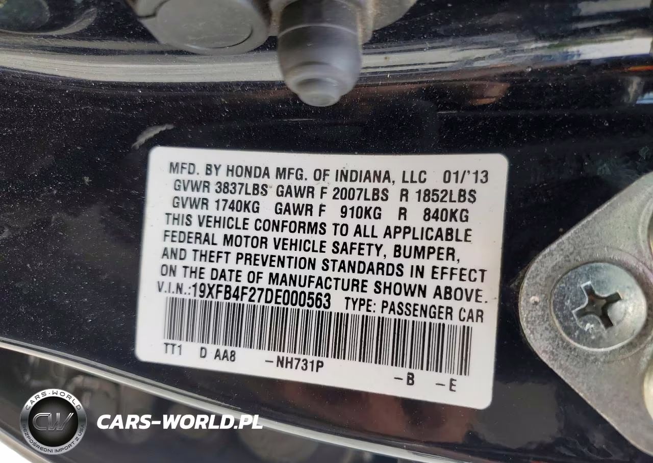 2013 Hond Civic VIN:19XFB4F27DE000563 - 12