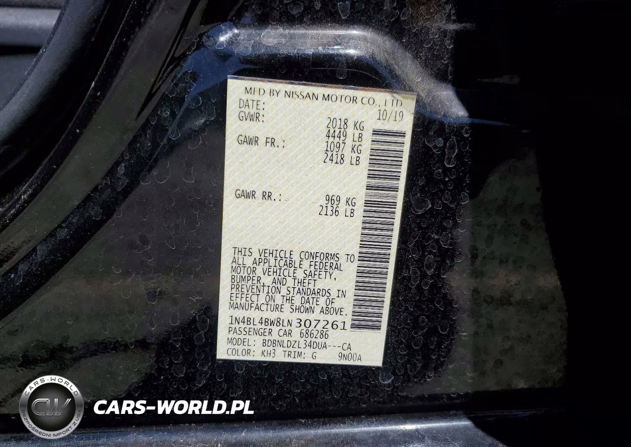 2020 Nissan Altima VIN:1N4BL4BW8LN307261 - 12