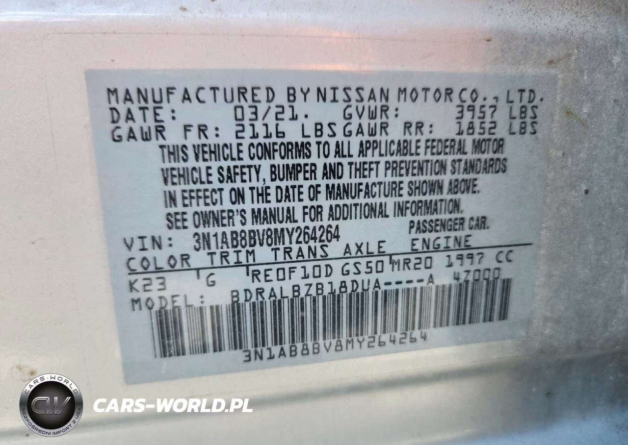 2021 Nissan Sentra S VIN:3N1AB8BV8MY264264 - 13