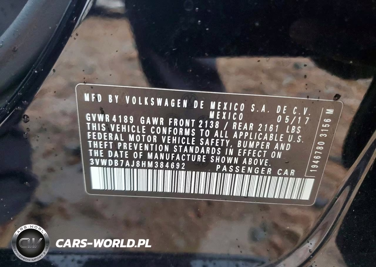 2017 Volkswagen Jetta Se VIN:3VWDB7AJ8HM384692 - 12
