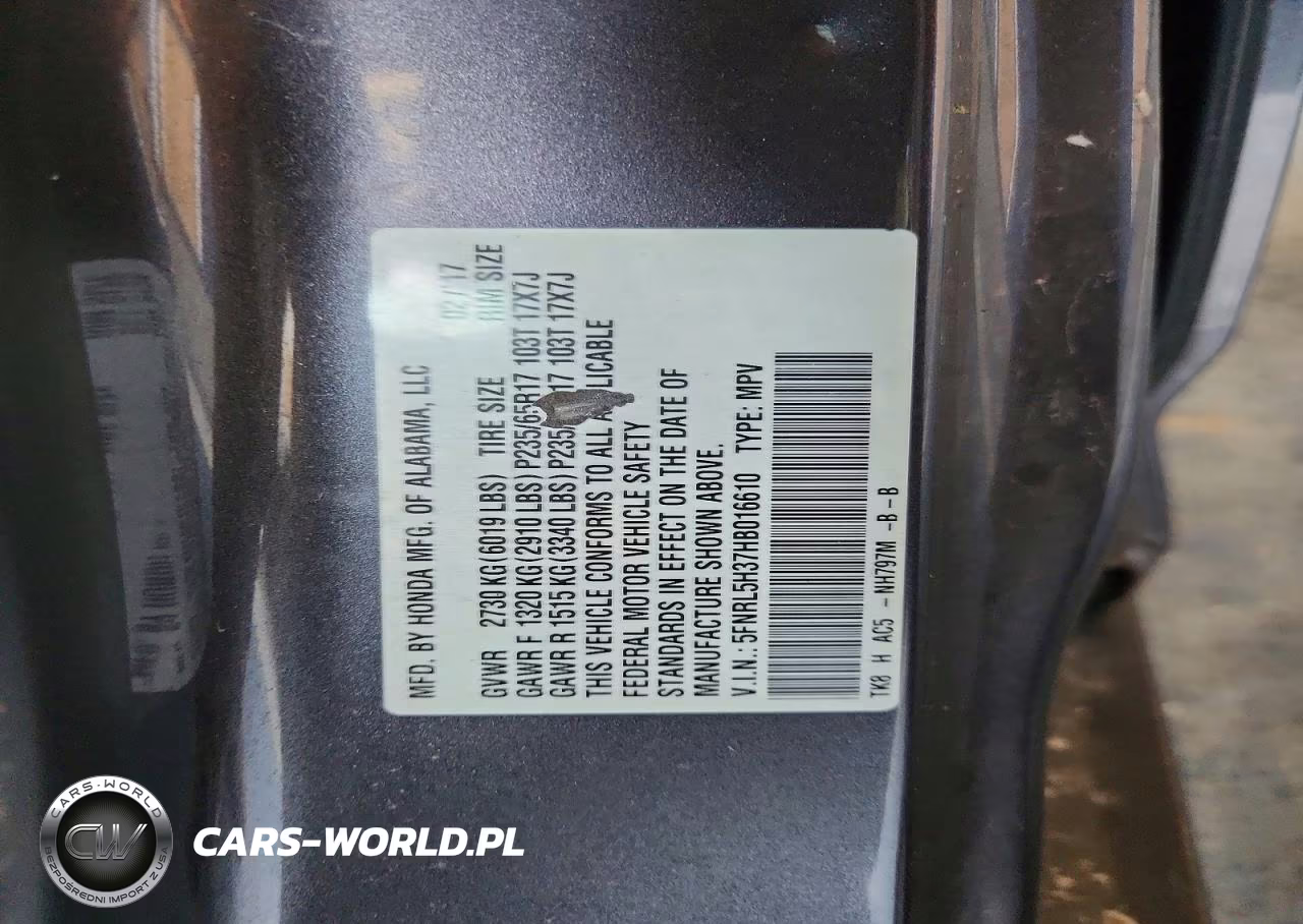 2017 Honda Odyssey Se VIN:5FNRL5H37HB016610 - 12