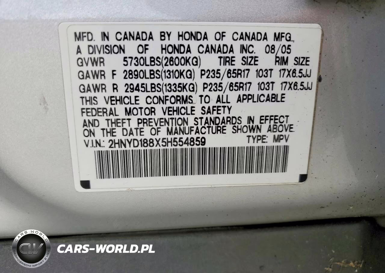 2005 Acura Mdx Touring VIN:2HNYD188X5H554859 - 12