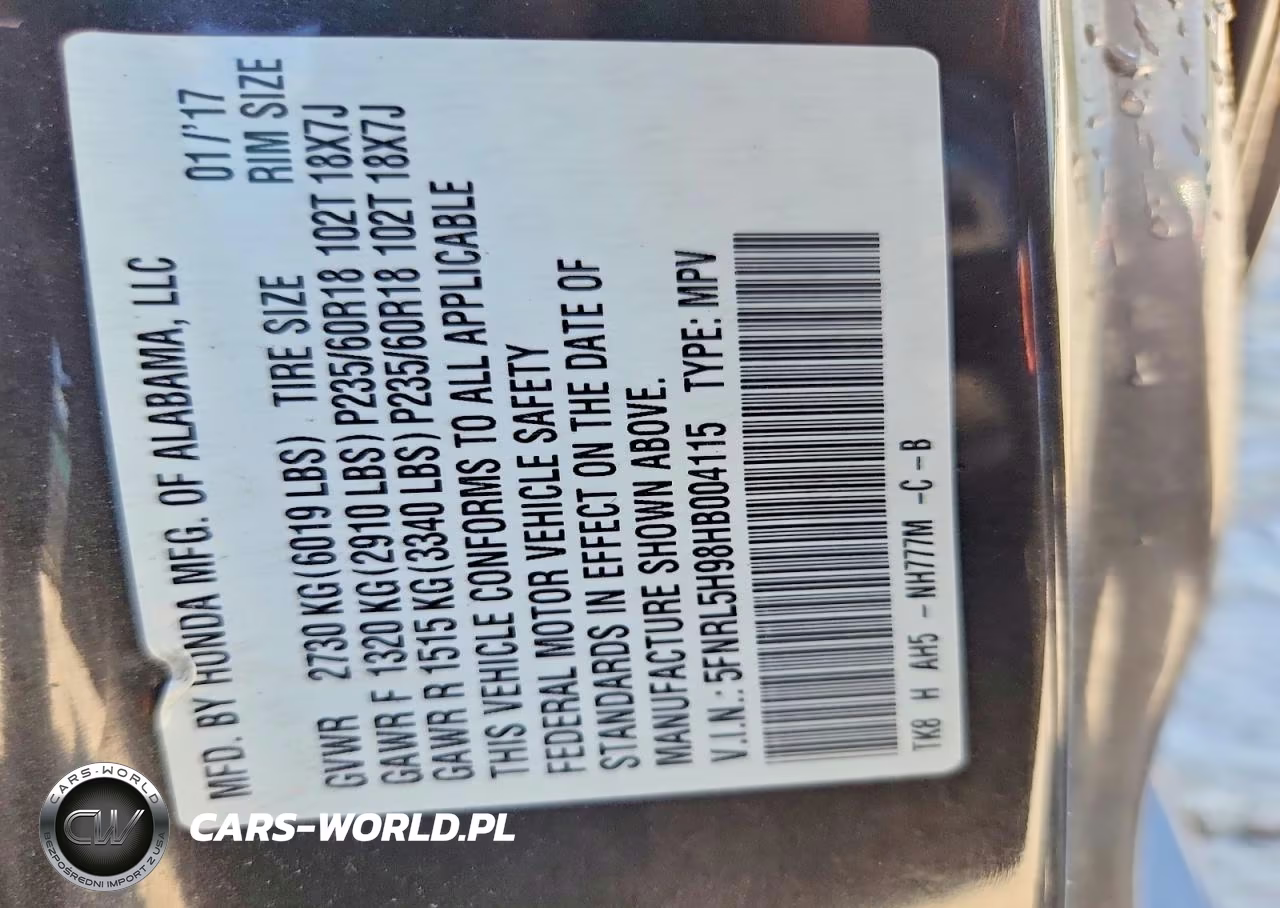 2017 Honda Odyssey Touring VIN:5FNRL5H98HB004115 - 13