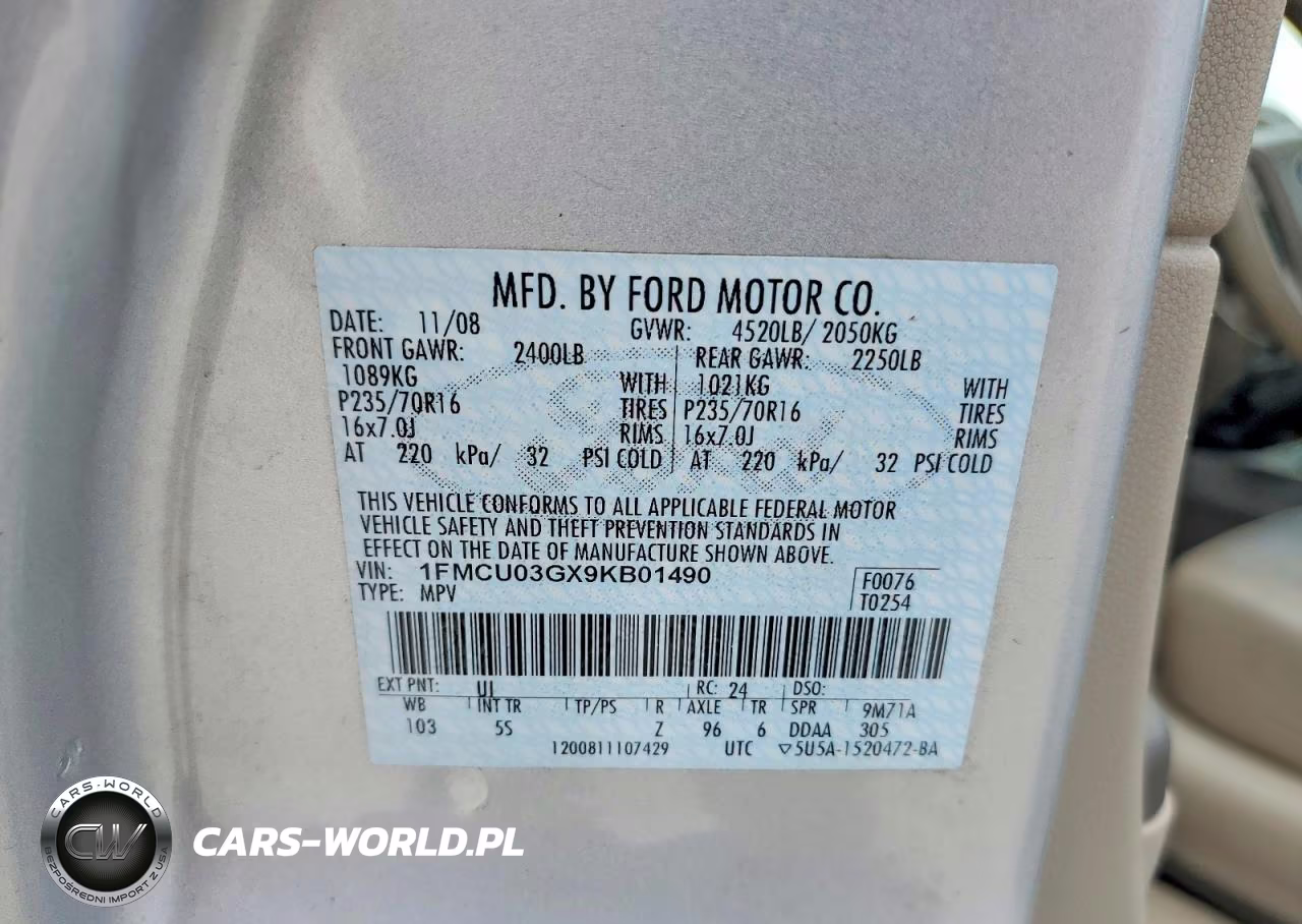2009 Ford Escape Xlt VIN:1FMCU03GX9KB01490 - 13