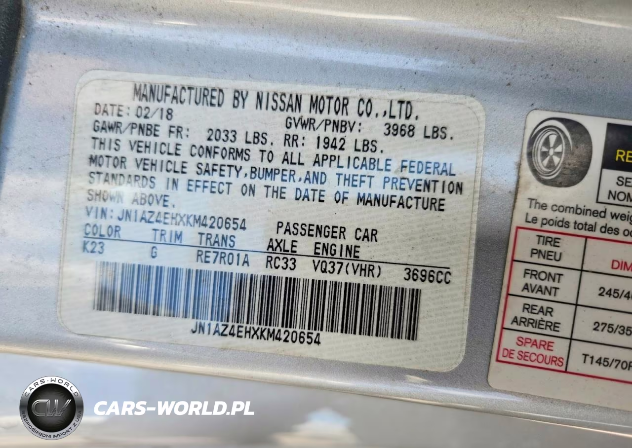 2019 Nissan 370Z Sport Touring VIN:JN1AZ4EHXKM420654 - 13