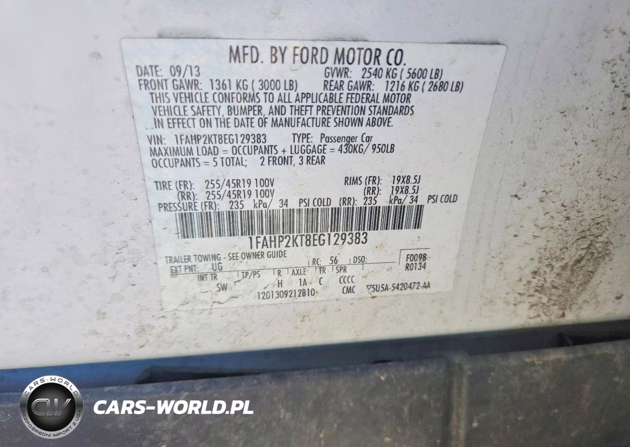 2014 Ford Taurus Sho VIN:1FAHP2KT8EG129383 - 12