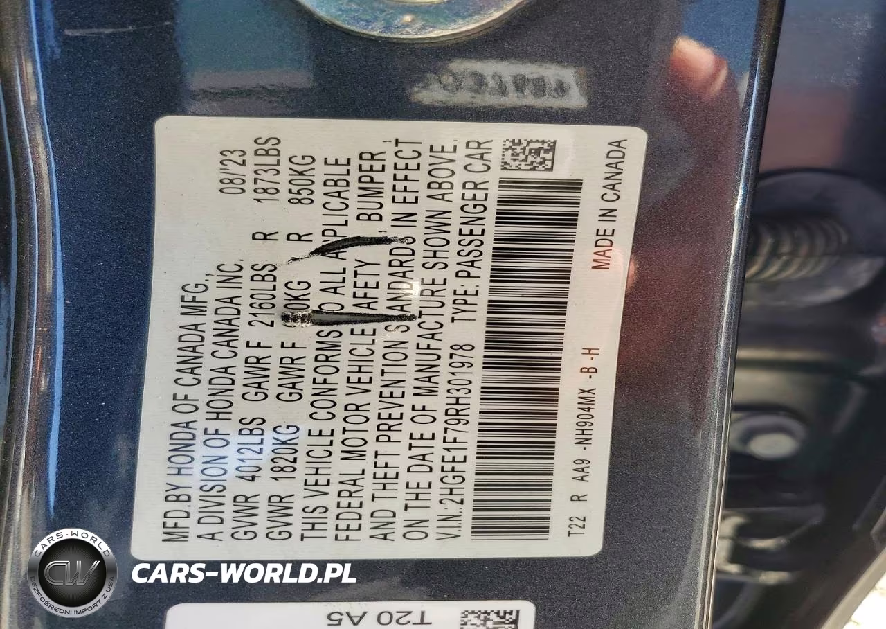 2024 Honda Civic Ex VIN:2HGFE1F79RH301978 - 12
