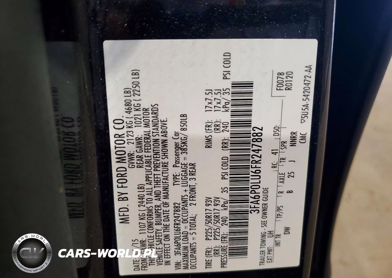 2015 Ford Fusion Se Hybrid VIN:3FA6P0LU6FR247882 - 12