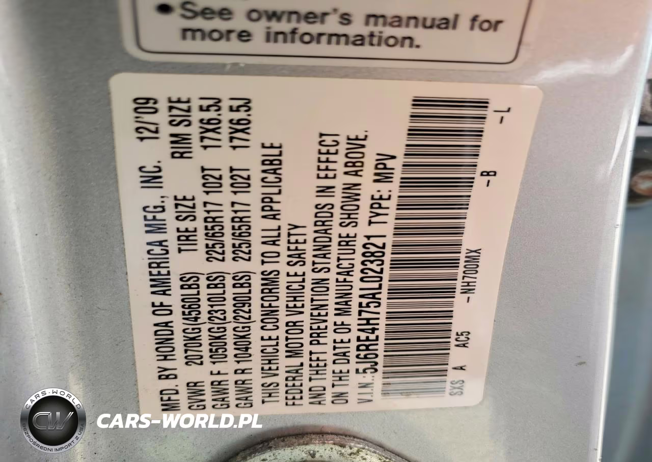 2010 Honda Cr-V Exl VIN:5J6RE4H75AL023821 - 13