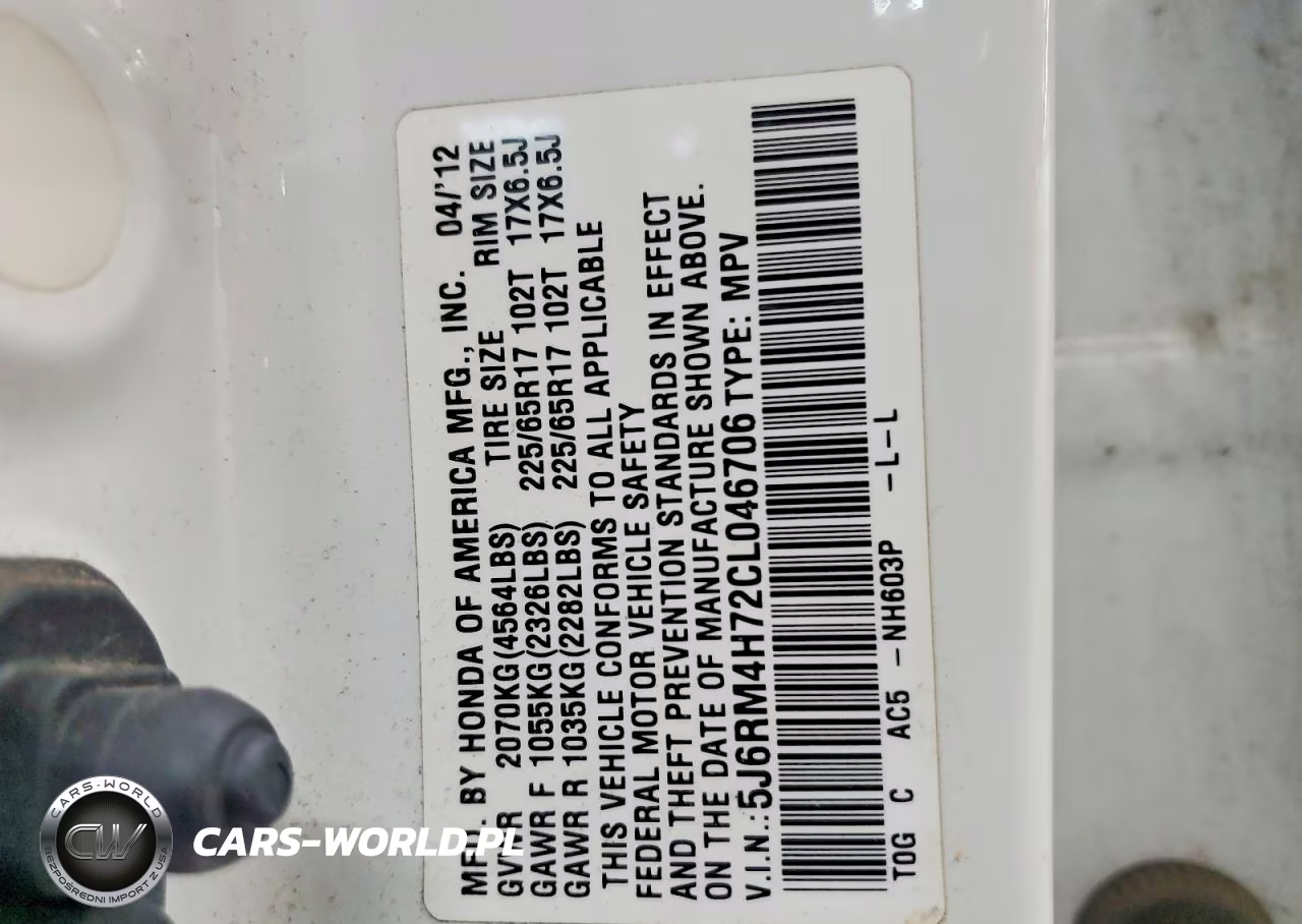 2012 Honda Cr-V Exl VIN:5J6RM4H72CL046706 - 13