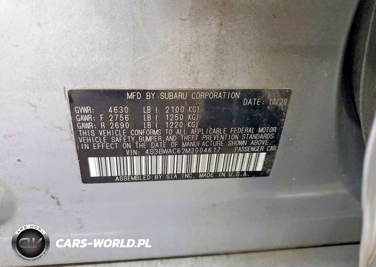 2021 Subaru Legacy Premium VIN:4S3BWAC62M3004617 - 12