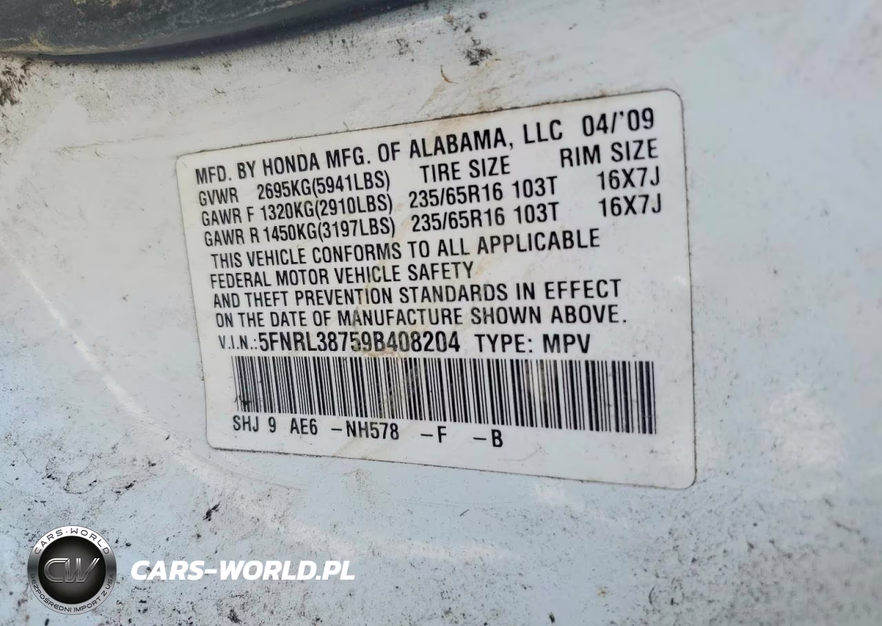 2009 Honda Odyssey Exl VIN:5FNRL38759B408204 - 13