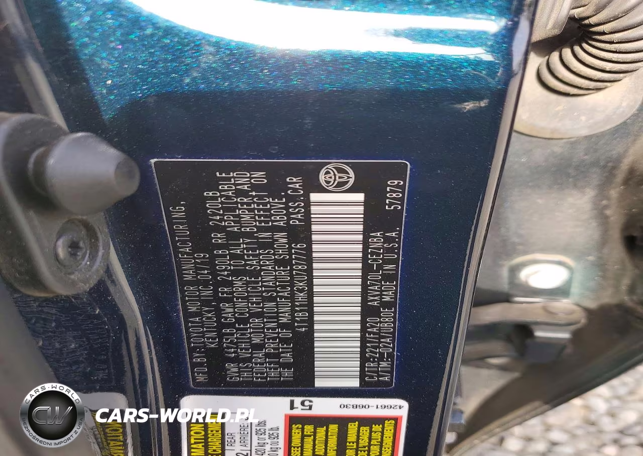 2019 Toyota Camry Le VIN:4T1B11HK3KU787776 - 12